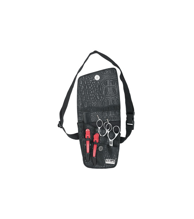 SibelTrio Schwarzes Holster in mattem Krokodilmuster VR 3 Scheren