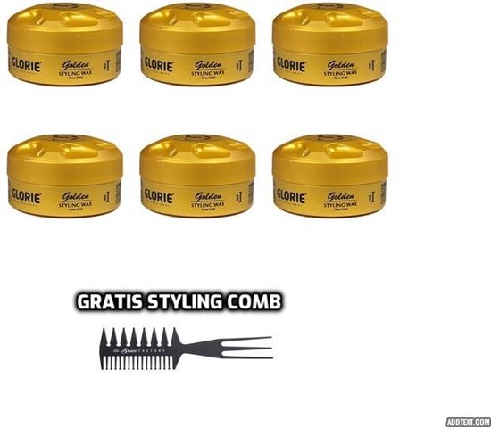Glorie Professional Wax Golden Million Pliable Styling Geel met Gratis Styling kam 6 x150 ml