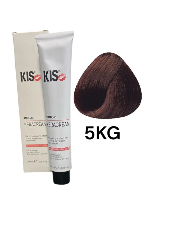 KIS 5KG - Teinture capillaire KeraCream Color Cuivre Foncé Brun Doré 100ml.