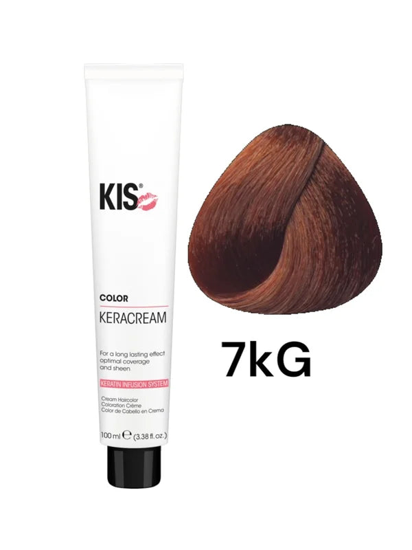 KIS 7KG - Coloration capillaire KeraCream Color Blond Doré Cuivré Moyen 100ml.