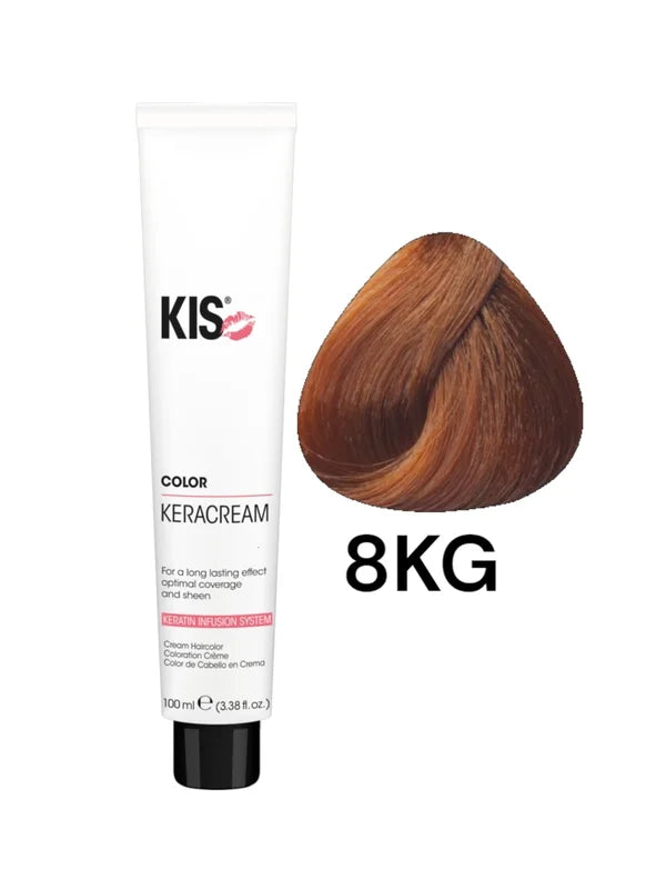 KIS 8KG - Teinture capillaire KeraCream Color Blond Doré Cuivré Clair 100ml.
