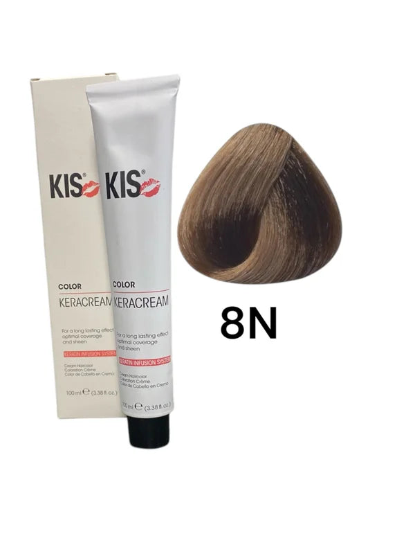 KIS 8N - Blond clair KeraCream Color Color Hair Dyeam 100ml.