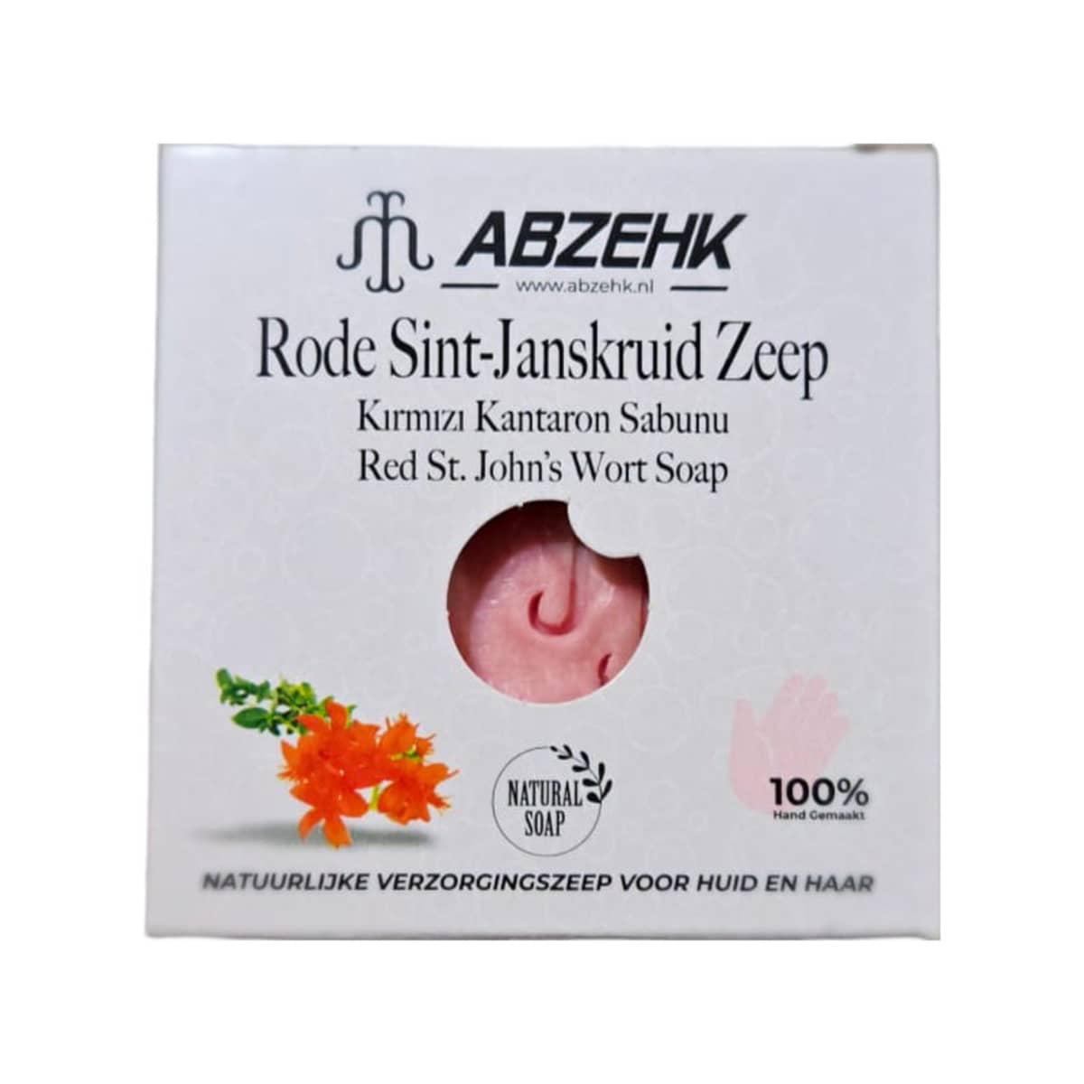Abzehk Bio natuurlijk Handzeep Blokzeep Rode sint-Janskruid zeep 125gr