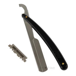 FNX PREMIUM Klassiek Open Scheermes -Scheermes Houder PROFESSIONAL STRAIGHT ROZOR scheermes  Zwart