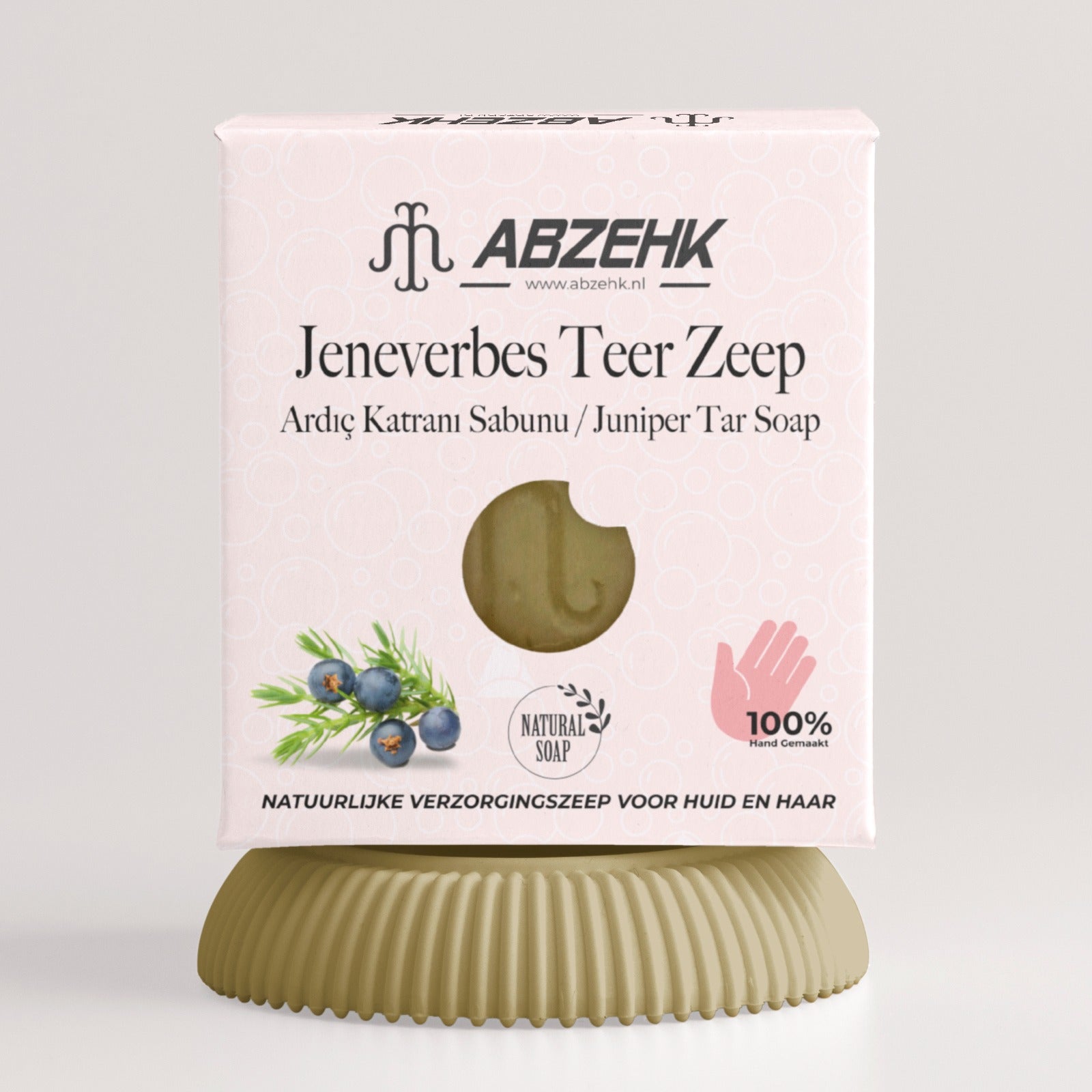 Abzehk Bio natuurlijk Handzeep Blokzeep Jeneverbes Teer zeep 125gr
