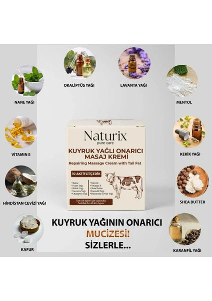 Naturix Staartvet Massagecrème 100 ml | Massagecrème met 10 natuurlijke ingrediënten
