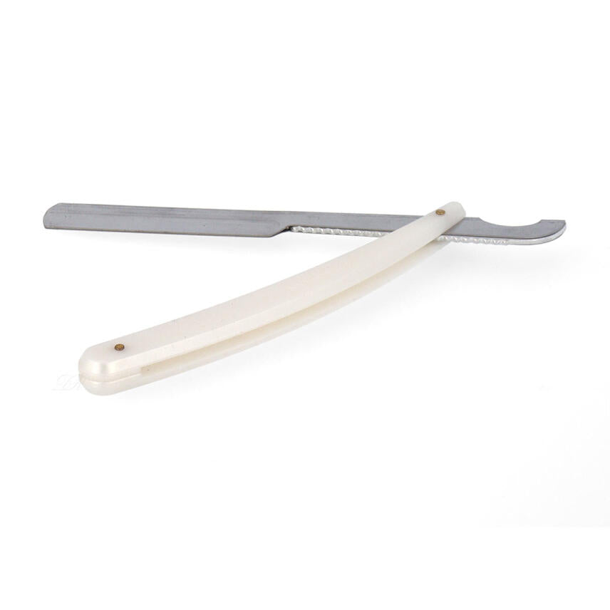 FNX PREMIUM Klassiek Open Scheermes -Scheermes Houder PROFESSIONAL STRAIGHT ROZOR scheermes  wit