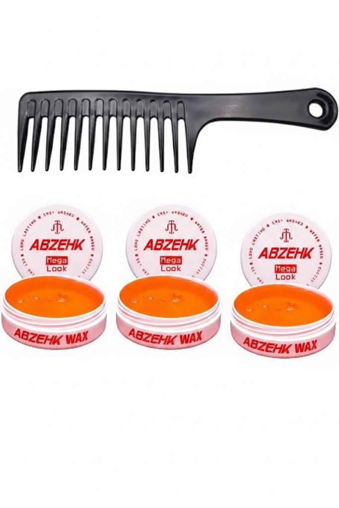 Abzehk Rood Mega Look Hair Styling Wax 3 Stuks + Gratis Styling Kam