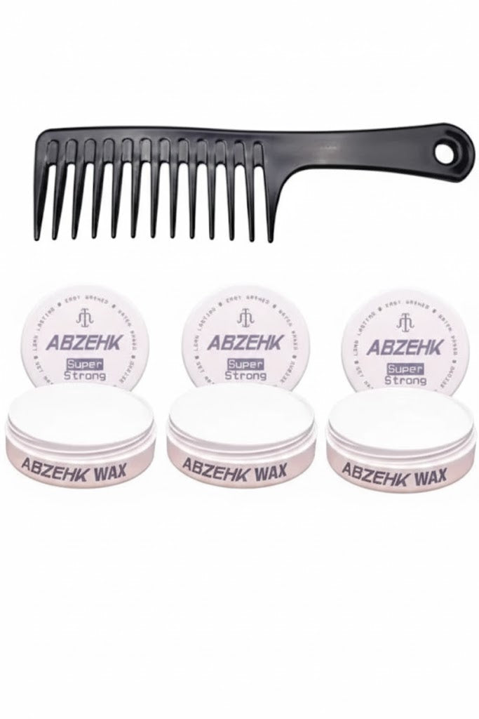 Abzehk Grey Super Strong Hair Styling Wax 3 Stuks + Gratis Styling Kam