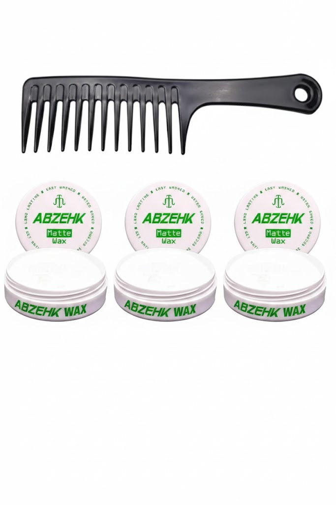 Abzehk Matte Hair Styling Wax 3 Stuks + Gratis Styling Kam