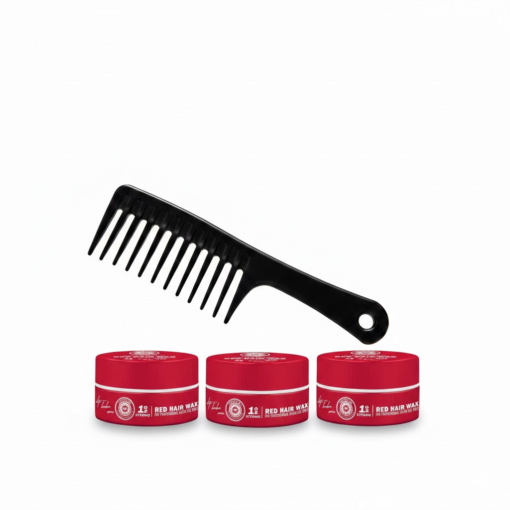 Ronuls Professional haarstyling rood wax met styling kam Voordeelverpakking 3x 150ml